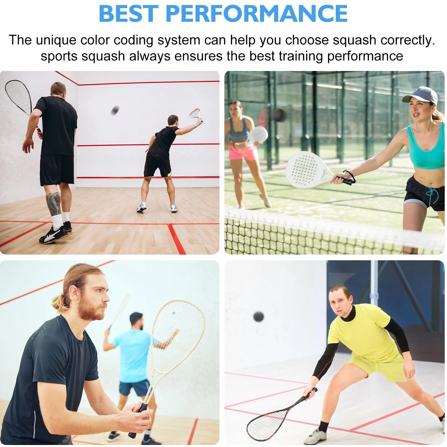 4 bolas de squash: pelota de squash de alto rebote, competición oficial, pelota de squash profesional para principiantes, competencia y entrenamiento (puntos amarillos dobles, puntos amarillos