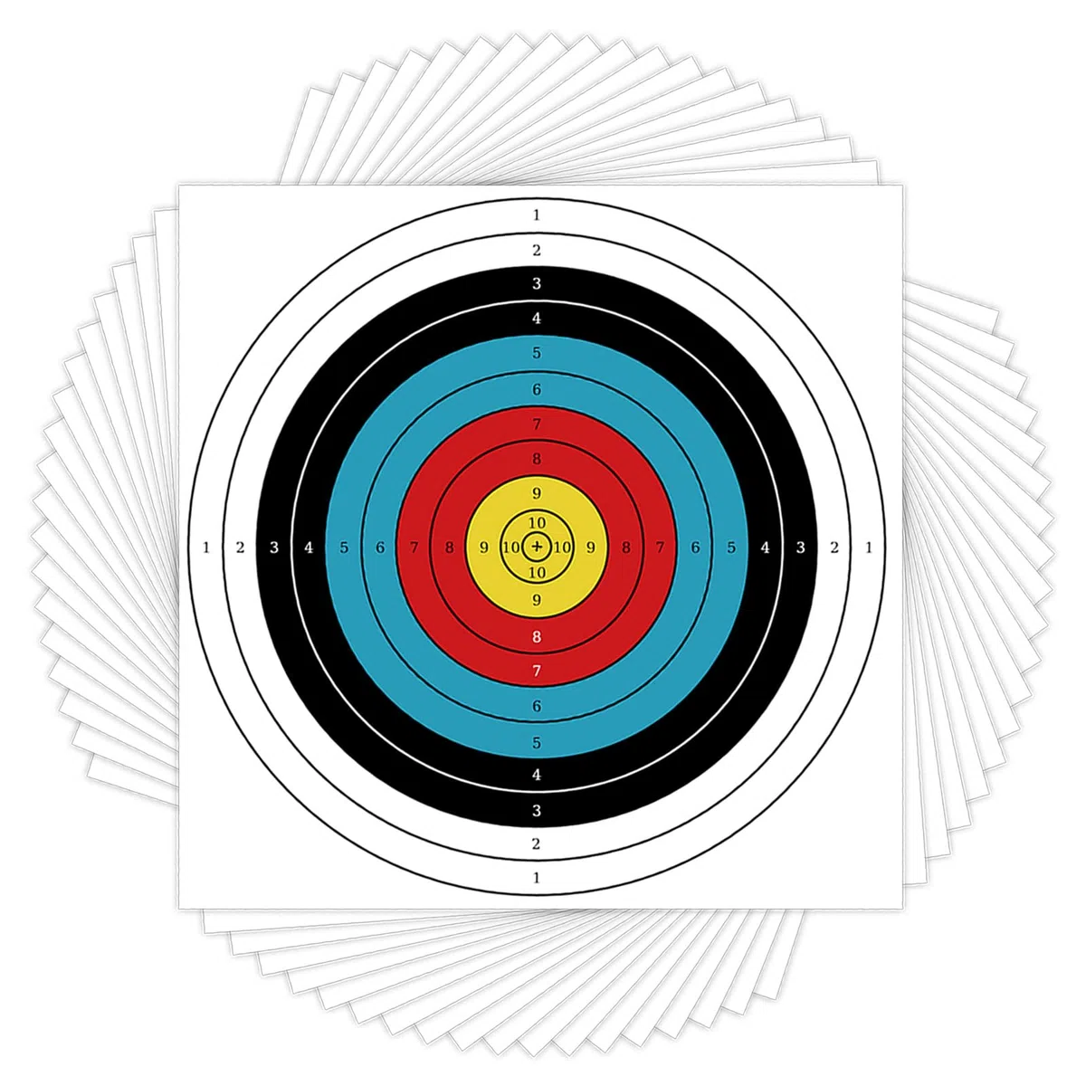 GBKDQQ 20 hojas de dianas de tiro con arco, 60 cm x 60 cm, cara de tiro con arco, 10 anillas de papel para caza, entrenamiento, práctica de tiro con arco, accesorios de tiro con arco