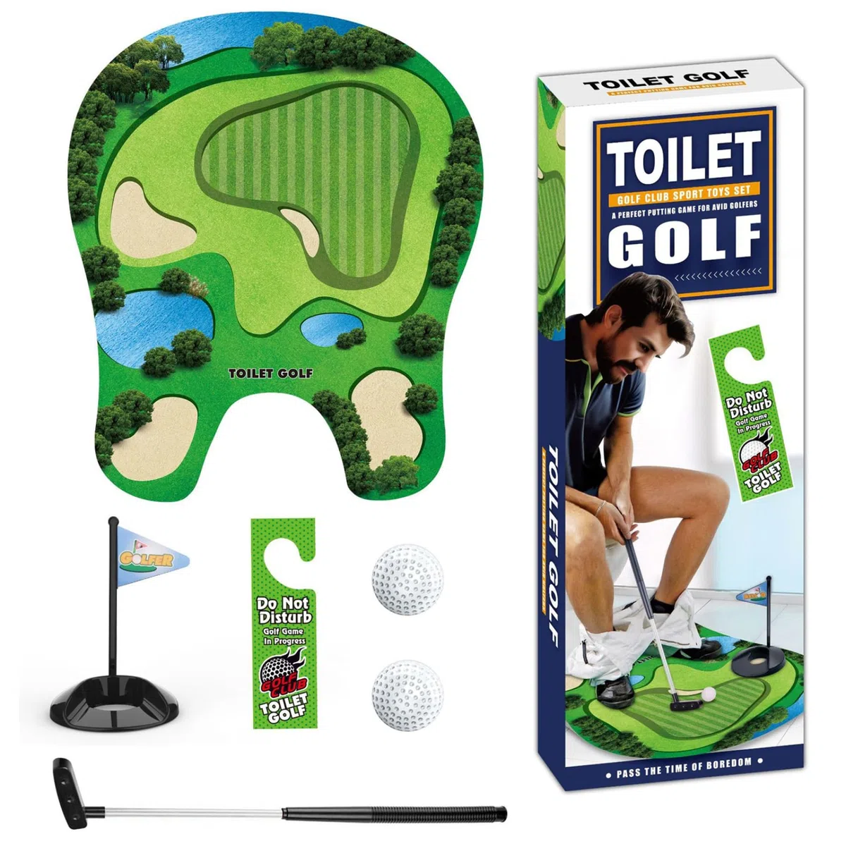 Juego de Golf para Inodoro, 1 Juego de práctica de Golf para Inodoro, Incluye Bolas de Putter, Mini Divertido para niños, Hombres, papá, Novio, Cualquier baño