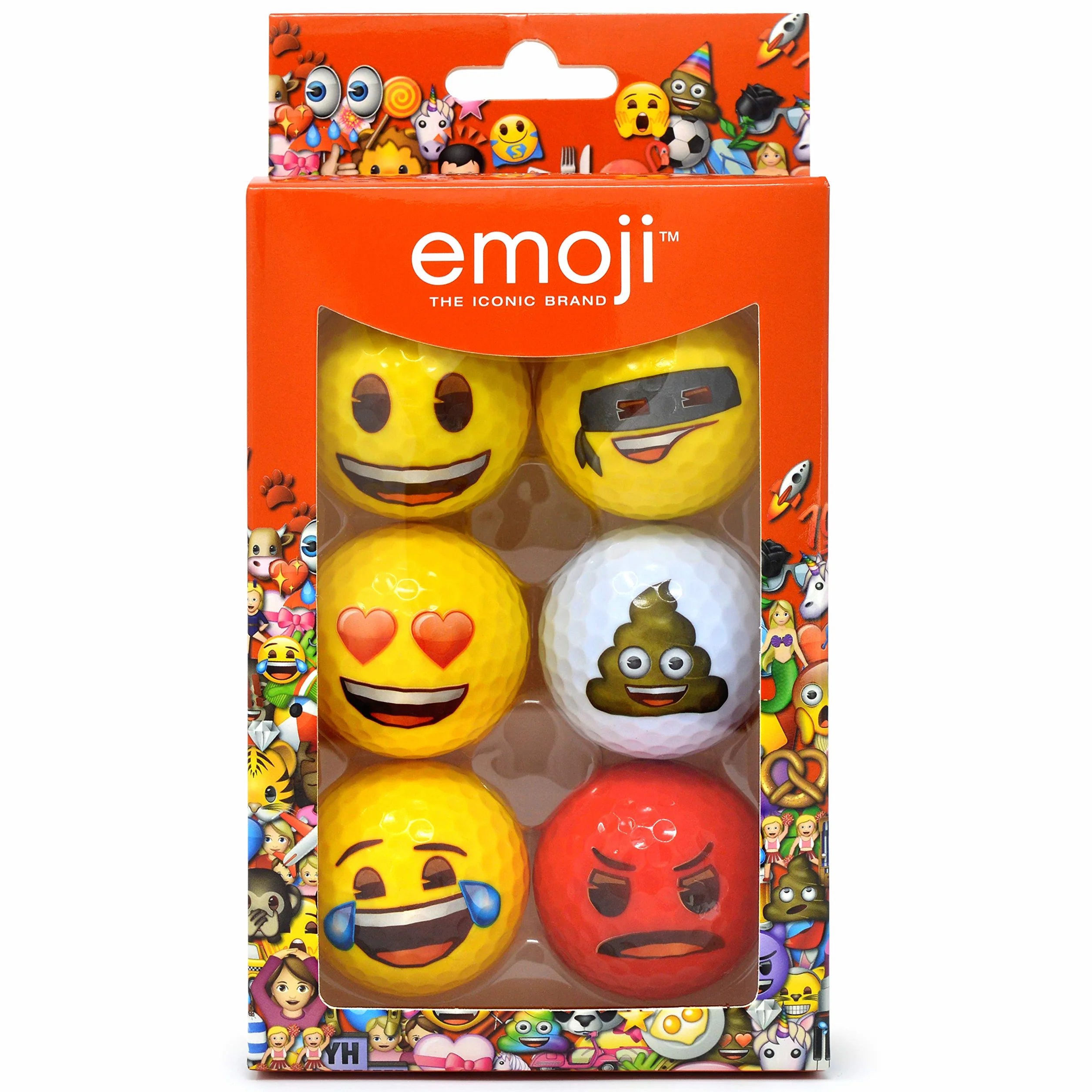 Emoji Pelotas de Golf Divertidas, Paquete de 6, Multicolor