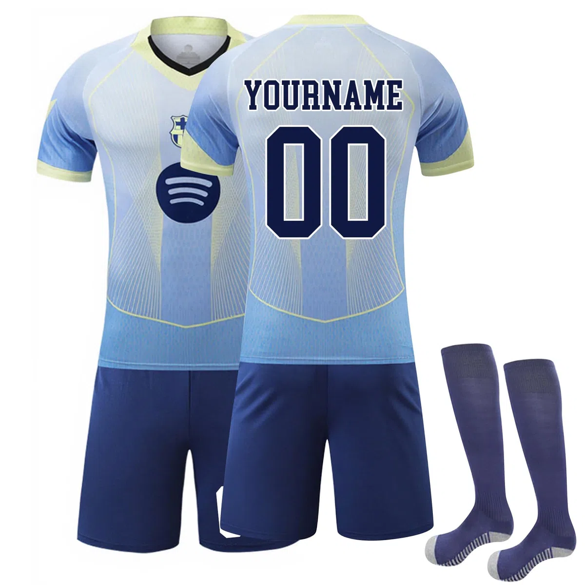 Barcelona Camiseta de Fútbol Personalizada 2024 2026 Casa y Visitante Niño y Hombre Camiseta de Entrenamiento DIY Nombre y Número con Conjunto Top Pantalón Corto y Calcetines Regalo de Fútbol