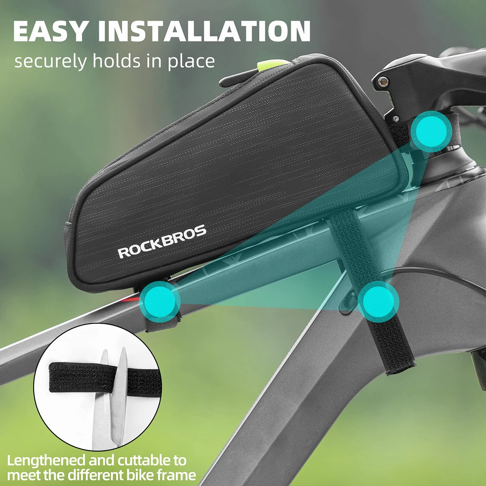 ROCKBROS Bolsa Manillar de Bicicleta, Bolsa Móvil de Tubo Superior para MTB Bicicleta Carretera Ciclismo Compatible con Teléfono de Debajo de 6,5”