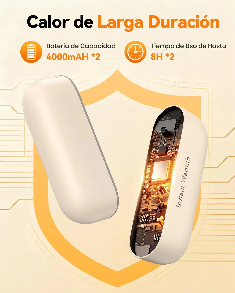 Calentador de Manos, 4000mAH*2 Calienta Manos, 3 Niveles de Calor hasta 60°C, Recargable 2 en 1, Magnético Calentador Manos, Tamaño de Bolsillo para Golf, Raynauds, Camping, Navidad Regalos