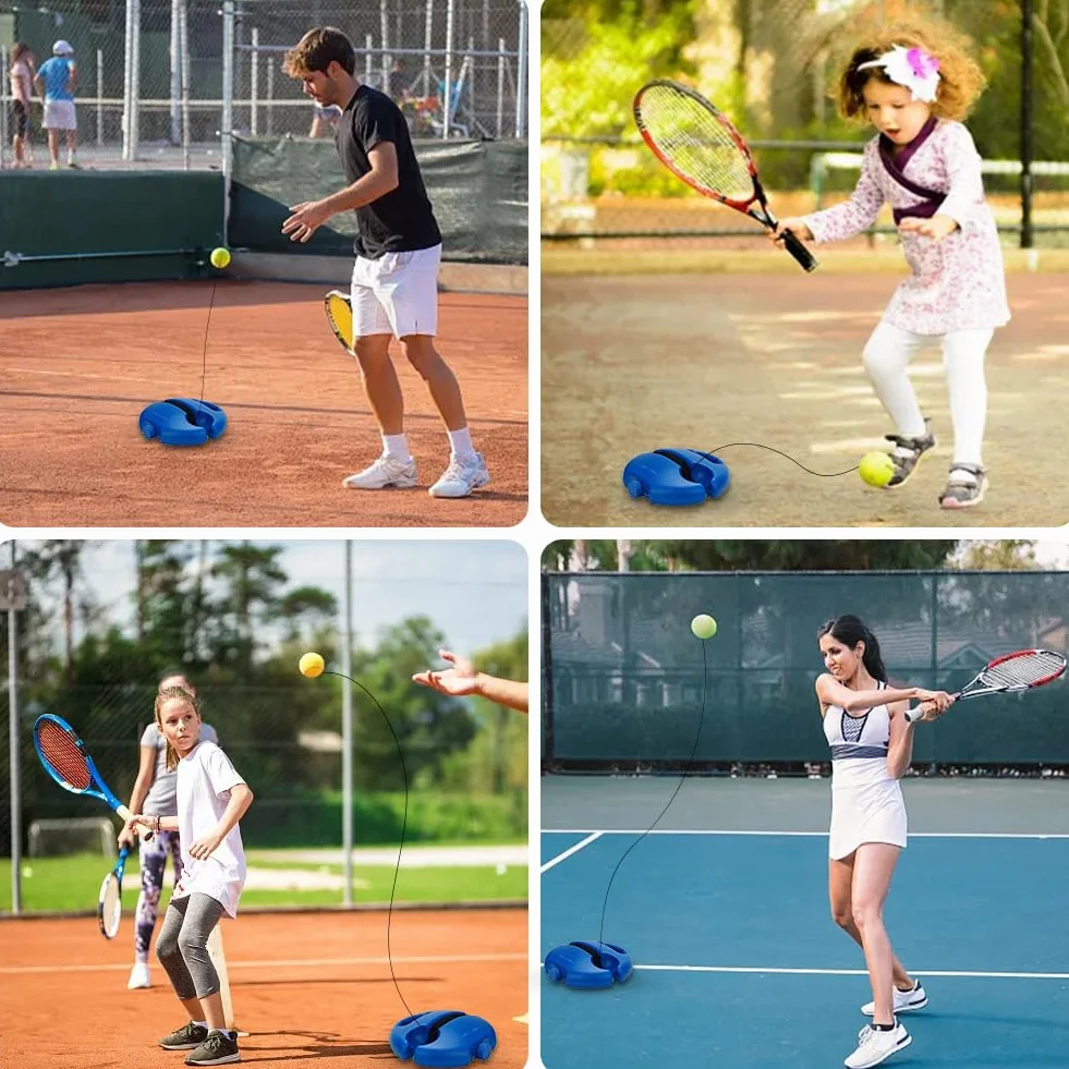 Entrenador de tenis redondo con 3 pelotas de tenis, entrenamiento individual para exteriores, juego de pelota innovador para niños y adultos en el jardín parque