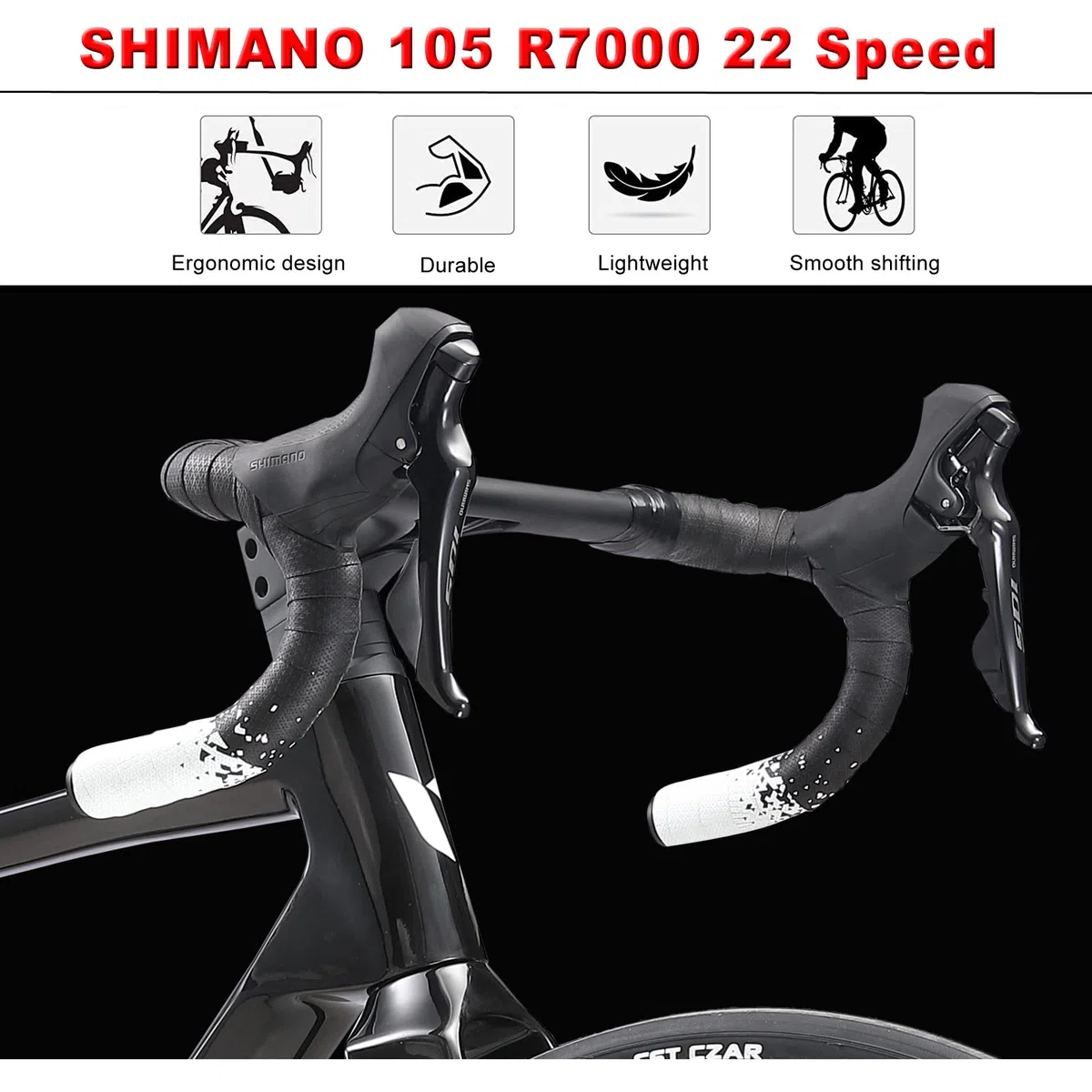 KABON Bicicleta de Carretera de Carbono, 700C Bicicleta de Carreras de Carbono con Freno de Disco Shimano 105 de 22 velocidades para Hombres y Mujeres