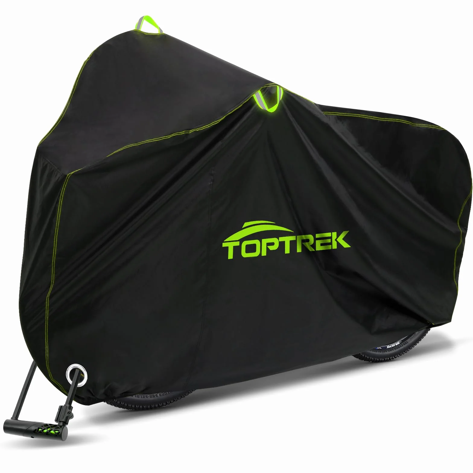 toptrek Funda para bicicleta 210D de tela Oxford, para exteriores, de alta calidad, con ojales, protección solar, resistencia al desgarro con bolsa (negro, 200 x 110 x 70 cm para 1 bicicleta)