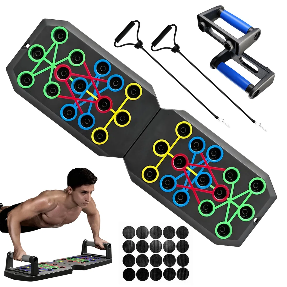 Tabla Flexiones Multifuncion, Tabla Push Up Board para Hombres y Mujeres, Tabla de Ejercicios, Tabla para Hacer Flexiones, Barra de Realce Portátil para Fitness, Yoga