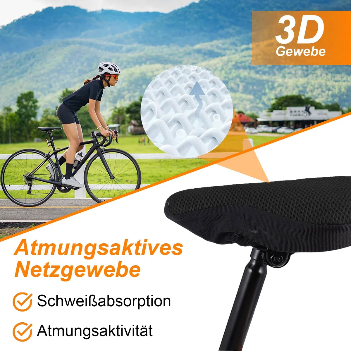 Funda de Sillín de Bicicleta, 2 piezas Funda Acolchada Transpirable Cómoda, Cojín de Bicicleta para Hombre y Mujer, Accesorios para Bicicletas, para Bicicletas de Carretera, Montaña y Ciudad, Negro
