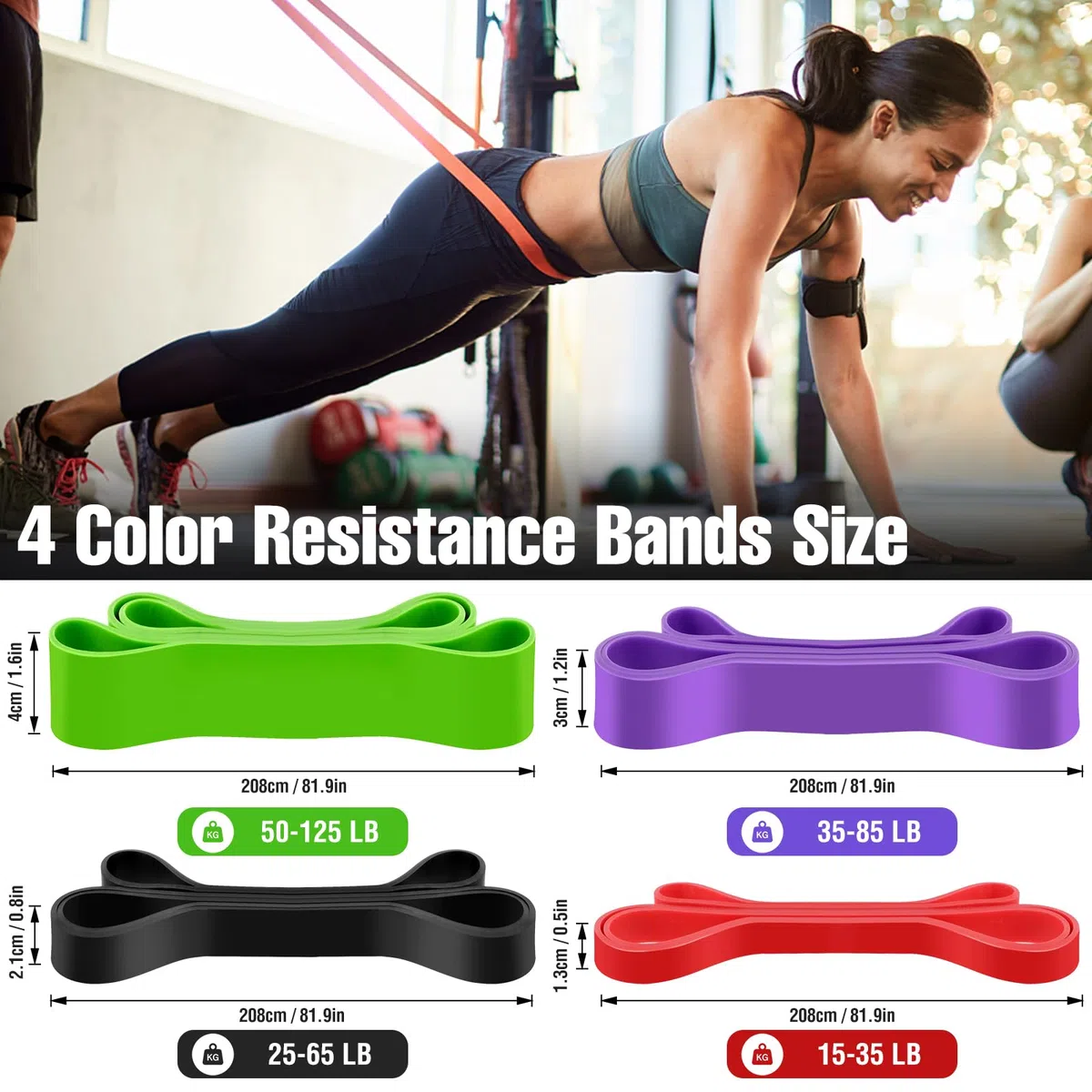 WuGU Banda Elástica de Musculación, Niveles de Resistencia en Bandas Elásticas de Musculación, Bandas Fitness Gomas Elásticas para Deporte, Pilates, Yoga