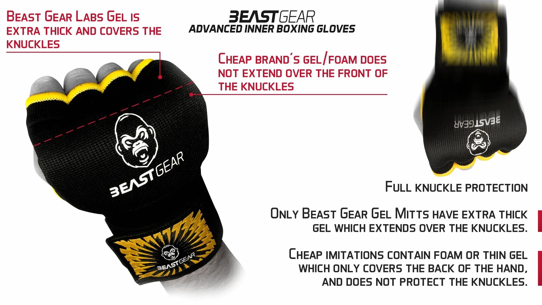 Beast Gear Guantes Boxeo Gel – Manoplas Boxeo Deportes de Combate, MMA, Muay Thai, Artes Marciales