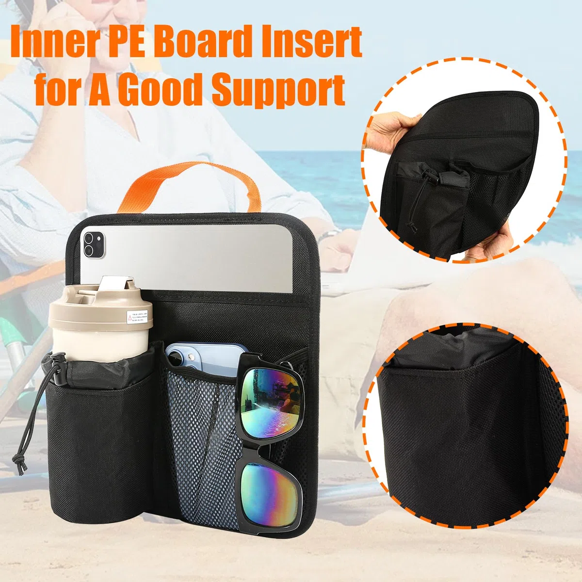 Reposabrazos organizador de bolsillo, universal para silla, reposabrazos, bolsa colgante para exteriores, silla de camping, silla de playa, tumbona de jardín, tumbona de balcón, silla de ruedas