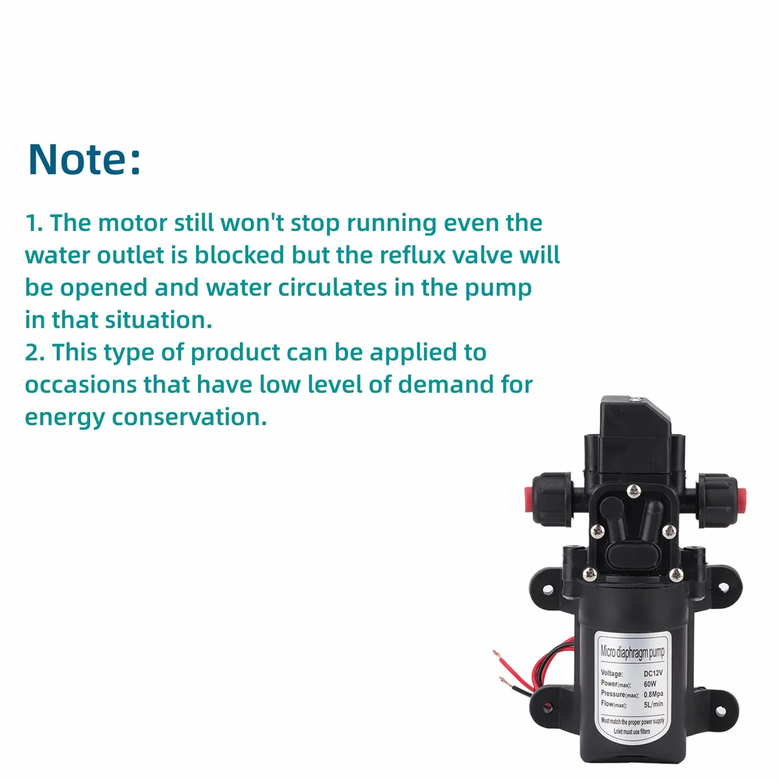 Bomba de Agua 12v - 5L/min DC12V de Alta Presión, Autocebante Caravana Camping Barco Camper Jardín Irrigación Riego