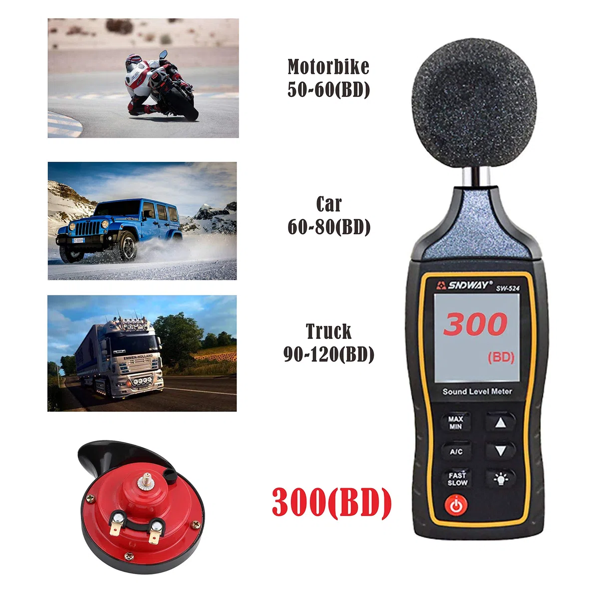 Cuerno de tren para camiones 300 DB Cuerno de caracol eléctrico de aire alto, kit de Cuerno de tren impermeable de 12 V, camión, coche, motocicleta, bicicleta y barco super alto 2 piezas