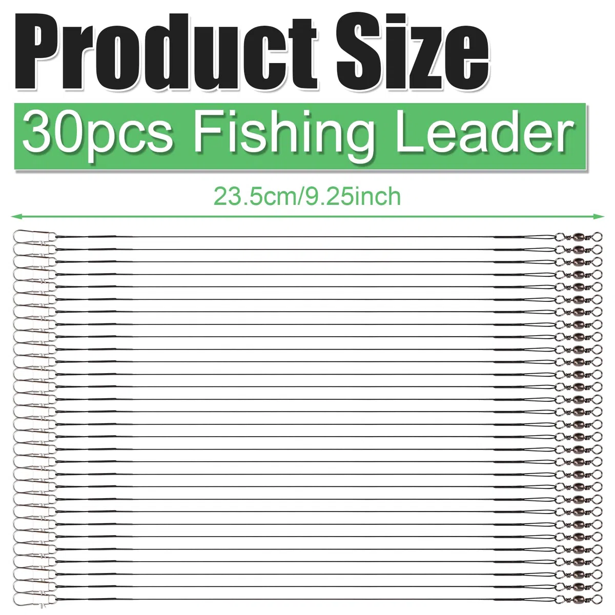 30 Piezas de Línea Líder Pesca, Cable Líder de Acero Inoxidable de con Hebilla Giratoria Señuelo o Anzuelo de Conexión de Aparejos de Pesca, para Agua Salada y Agua Dulce (Negro)