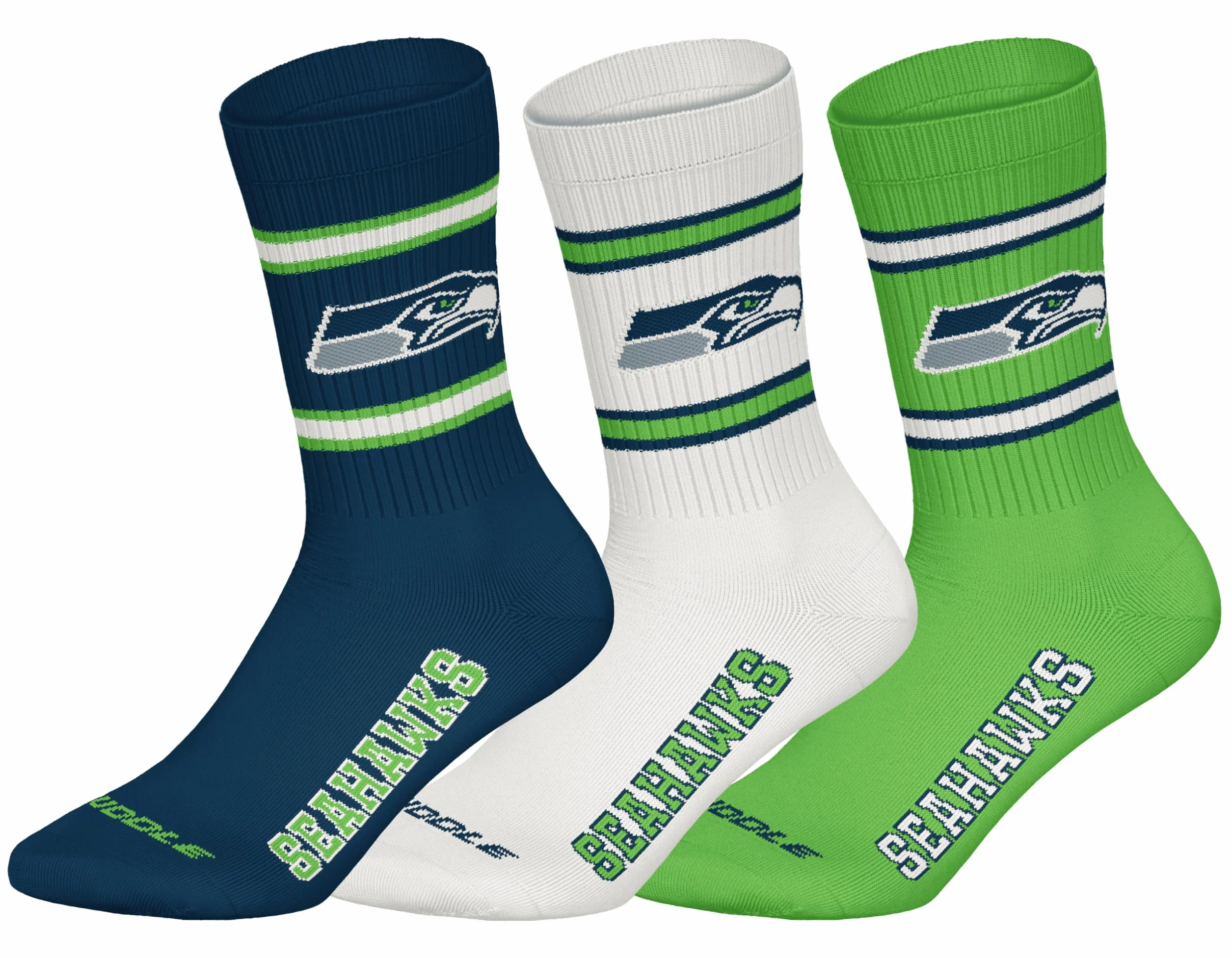 NFL SEATTLE SEAHAWKS 3-teilige Rundhalssocken - NNY/WHT/GRN - 43/46