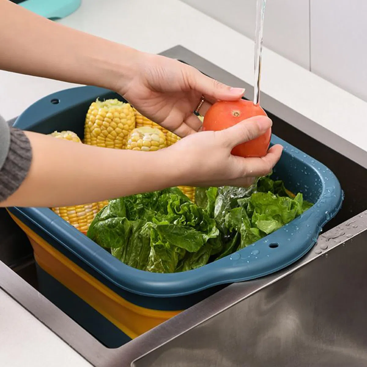 Estación de Lavado de Platos de Camping, Fregadero de Camping Plegable con Tapón de Drenaje - Mobiliario de Cocina para RV para Limpieza de Frutas y Vegetales, Usos de Lavandería