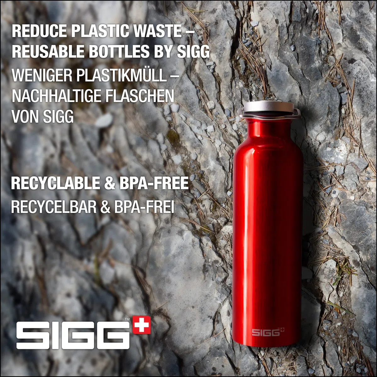 Sigg Original Botella cantimplora (0.5 L / 0.75 L), Botella con Tapa Especialmente hermética sin sustancias nocivas, Botella de Aluminio Ligera