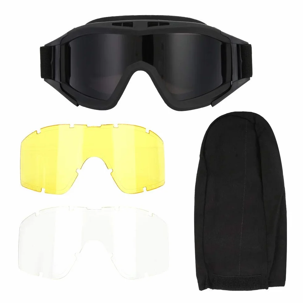 Gafas tácticas antipolvo, antivaho, gafas de protección para los ojos con lente intercambiable, para ciclismo, conducción, táctica, paintball, airsoft y esquí