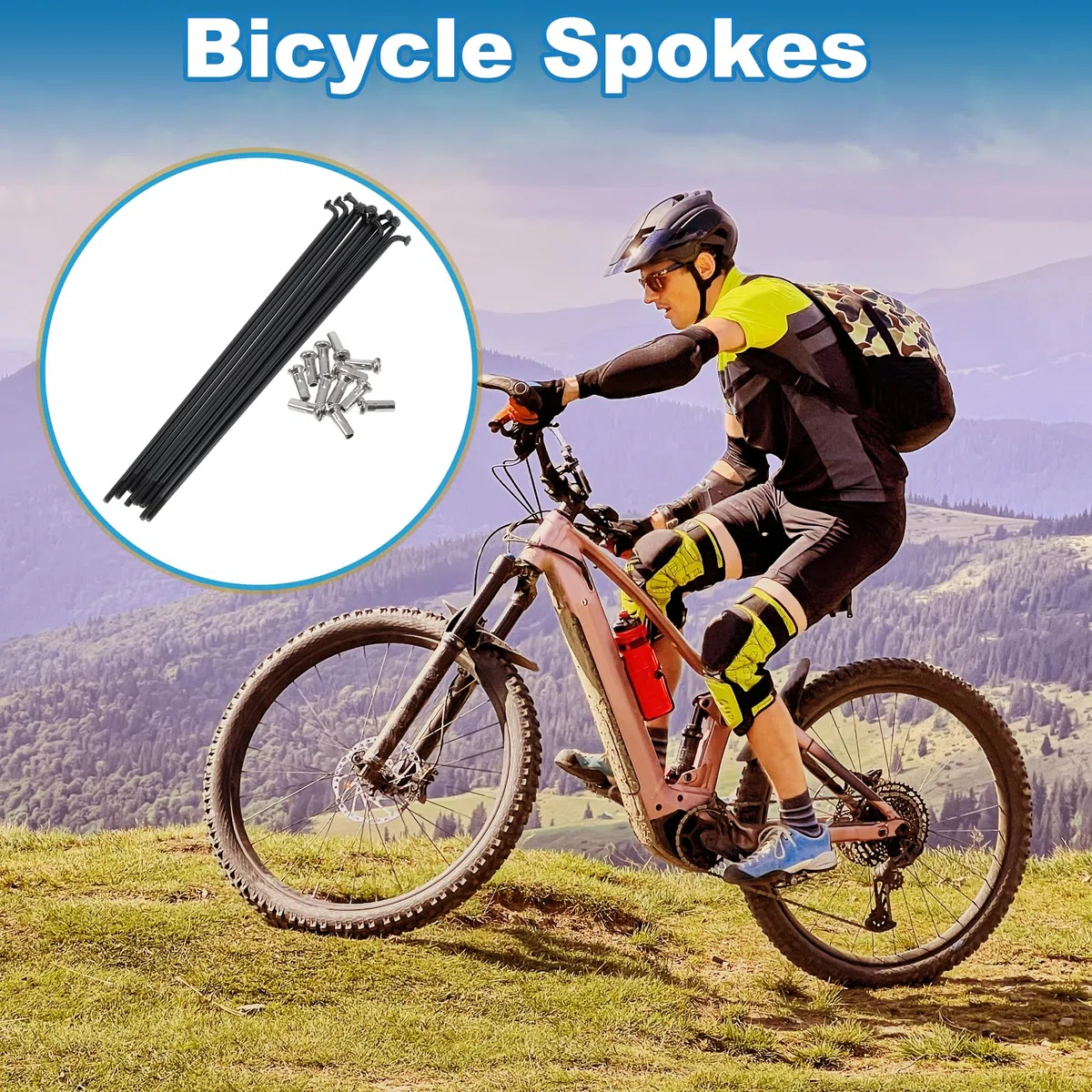 A ABSOPRO 12 Piezas Radios para Bicicleta 14G, Radios para Rueda de Bicicleta, Acero Inoxidable 304, Color Negro