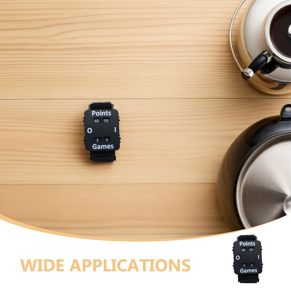 Pulsera Contador de Puntuación Ajustable Negra para Tenis, Críquet, Pádel y Pickleball, Reloj Contador Portátil de Golpes con Pantalla HD para Entrenamiento y Competición al Aire