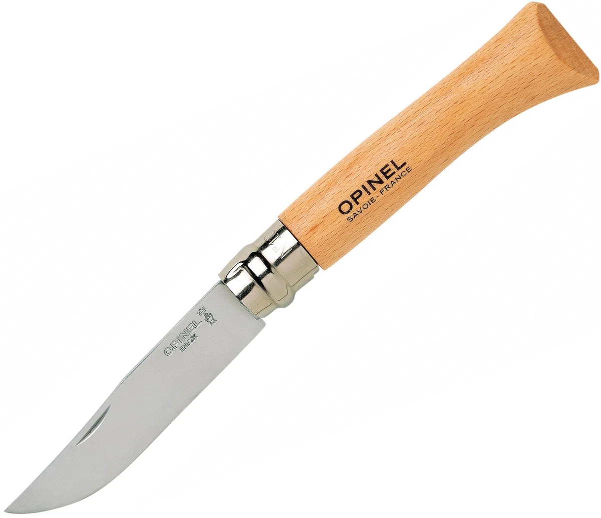 Opinel - N°10 Cuchillo de Bolsillo en Blister - Hoja de 10 cm de Acero Inoxidable, Mango de Madera de Haya, Uso Diario, Anillo de Seguridad Virobloc - Fabricación Francesa