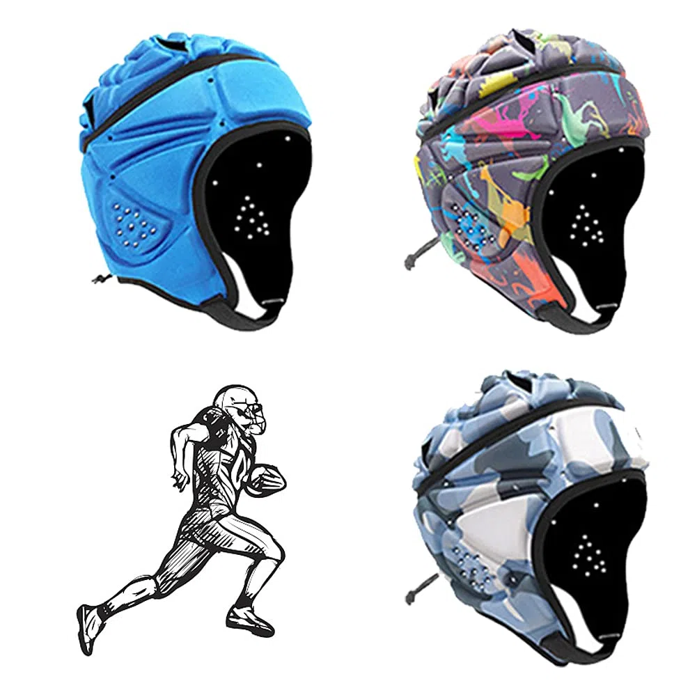 Casco de rugby suave, transpirable, protector de cabeza de fútbol para deportes al aire libre, jóvenes adultos, bandera de fútbol, patinaje sobre ruedas, ciclismo y más (C, talla: L)