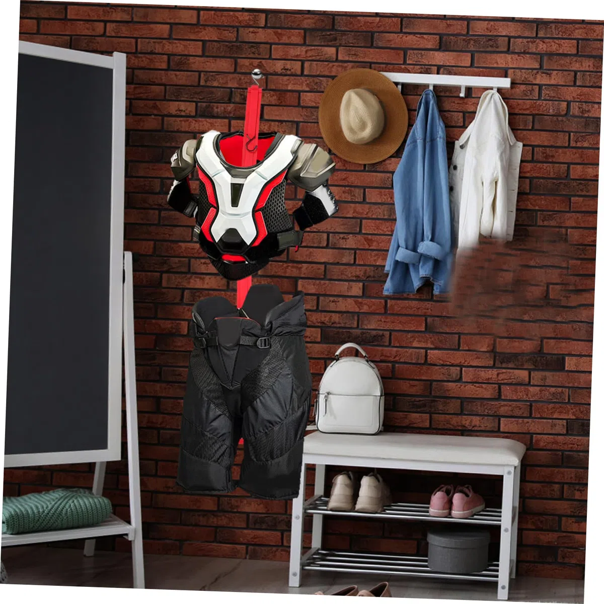 Toddmomy Perchero para Palo de Hockey Rojo Portátil, Soporte de Secado Resistente para Equipo Deportivo, Montaje en Pared Versátil, Almacenamiento Ergonómico para Uso en Hogar y Camping
