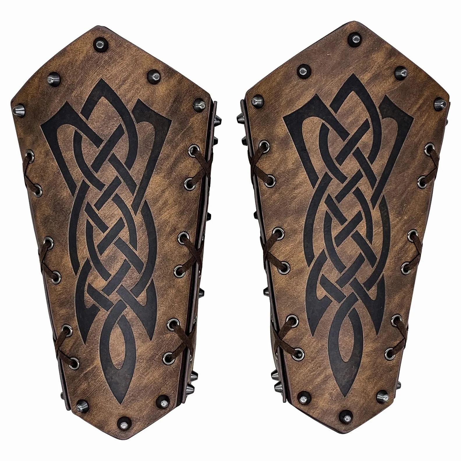 2 piezas de cuero protectores de brazo vikingo guantelete pulsera Caballero Medieval tiro con arco brazales ajustable LARP Cosplay brazalete para hombres