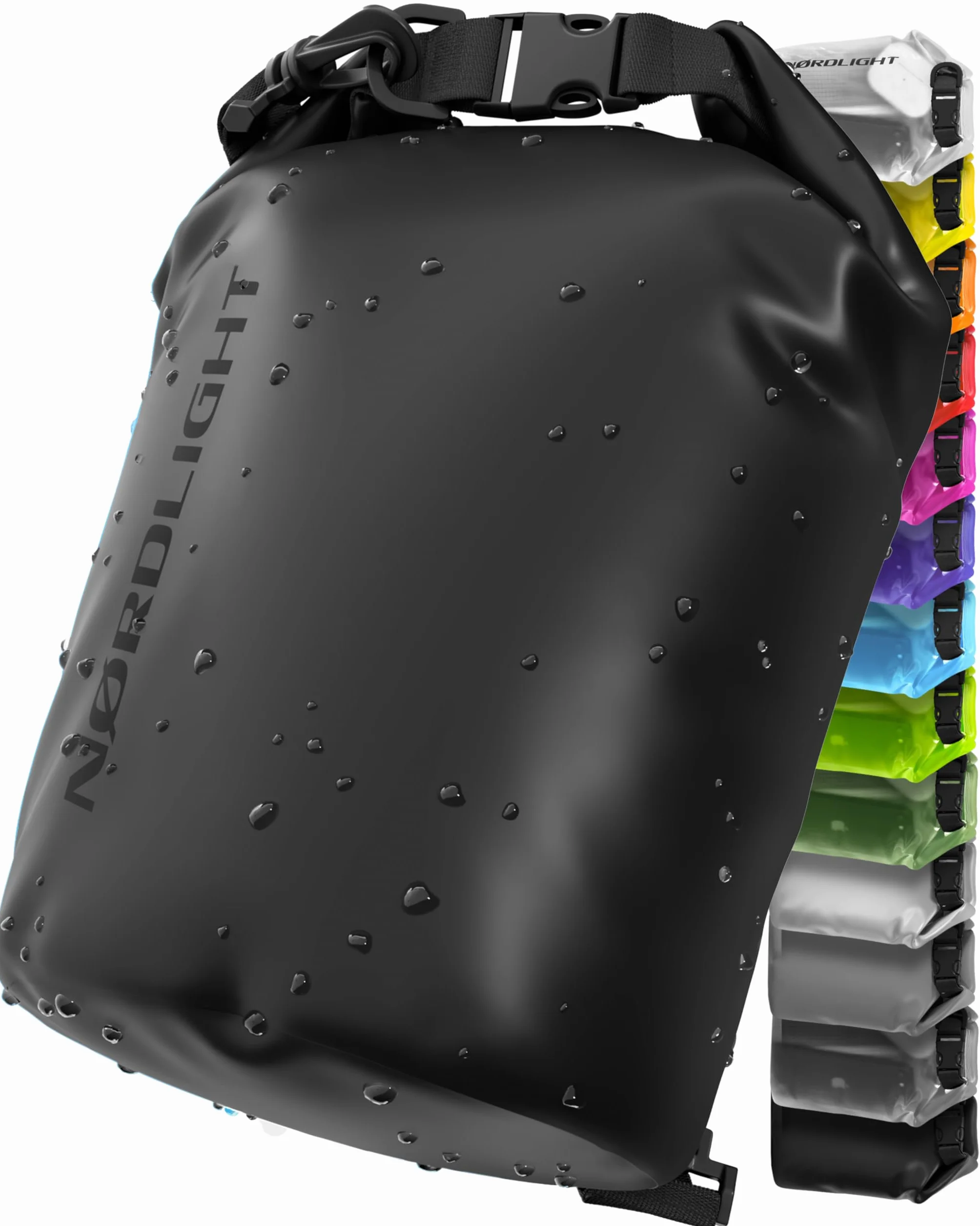 Nordlight Bolsa Estanca Impermeable - Dry Bag de 2l, 5l, 10l, 15, 20l, 30l, Mochila Impermeable con Cierre Enrollable Y Correa De Hombro | Mochila Estanca con Funda Impermeable para Móvil Y Riñonera