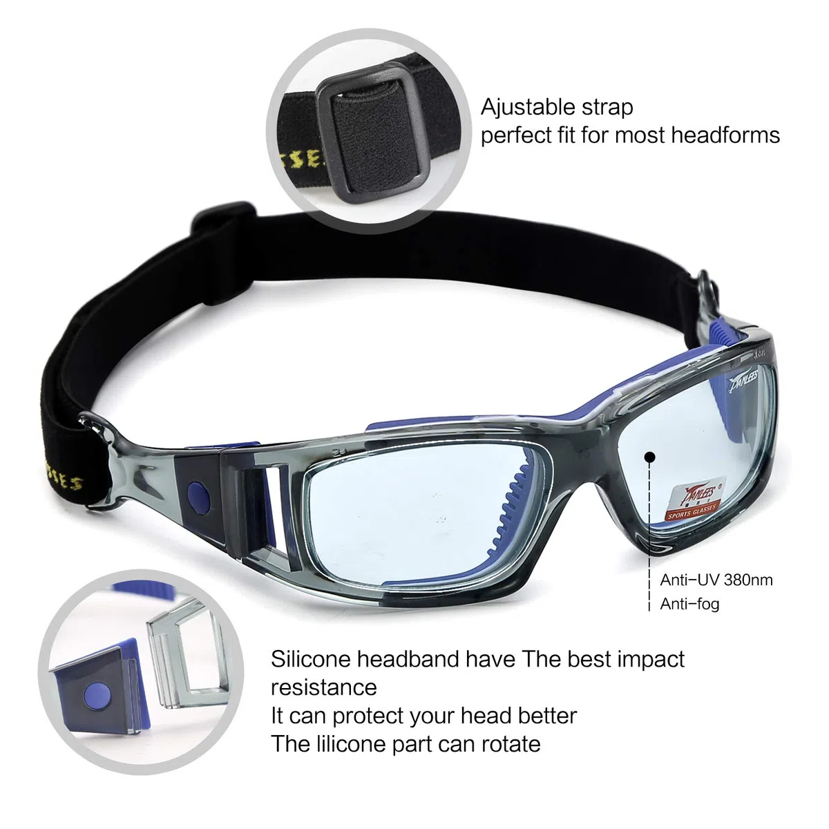 PELLOR Gafas de Deporte, Adultos Niño Gafas Protectoras Gafas de Seguridad Deportiva Adjustable para los Amantes de Fútbol Baloncesto Tenis