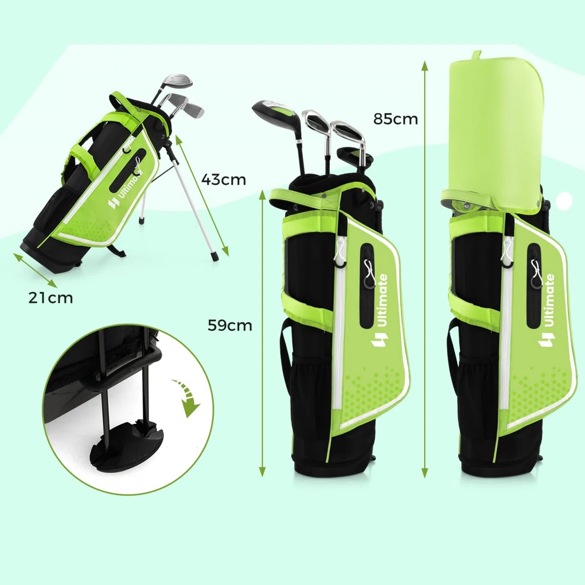 LIFEZEAL Set de Golf para Niños de 5 a 7 Años, Palos de Golf Completos con Bolsa de Transporte Impermeable, Práctica Madera 3, Hierro 7, S y Putter, para Niños diestros
