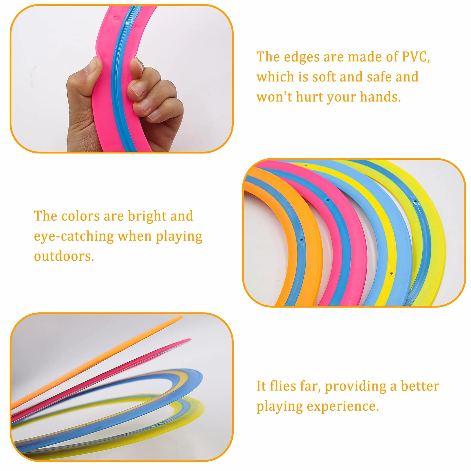 4 Piezas Anillos de Lanzamiento,Anillos de Frisbee,Outdoor Flying Disc 25cm,Juegos de Playa para Niños para la Playa Juegos de Fiesta o Tiempo en Familia(Azul,Naranja,Verde,Rosa Rojo)
