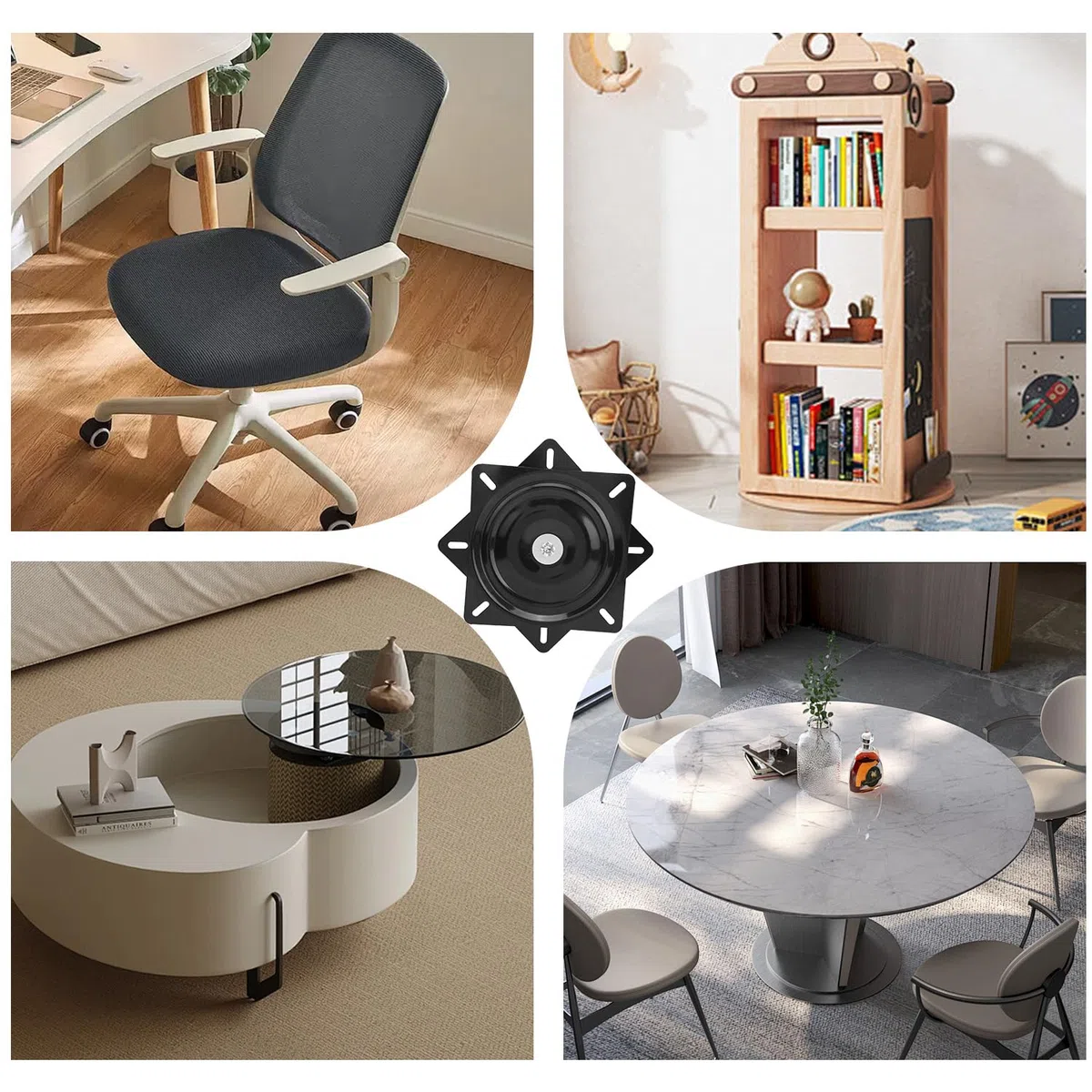Tissting Base Giratoria de Asiento de 7 Pulgadas, Placa de Montaje de Asiento Giratorio de 360 ​​Grados Accesorio de Hardware de Acero Inoxidable Recubierto de EDC para Yate Marino