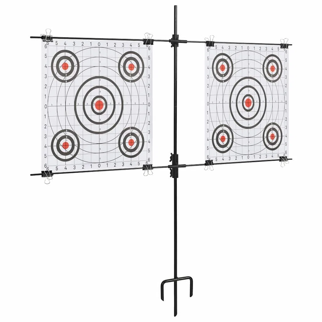 vidaXL Set Tiro al Blanco 10 Dianas Papel Pistola Balines Bolas Perdigones + Soporte Acero Kit Entrenamiento Disparo Armas Deportivas Blancos Disparar