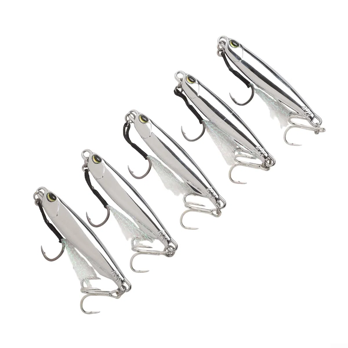 Señuelos de pesca de metal, 5 cebos de cuchara plateada para trucha lubina, agua salada, juego de cebo de pesca de agua dulce