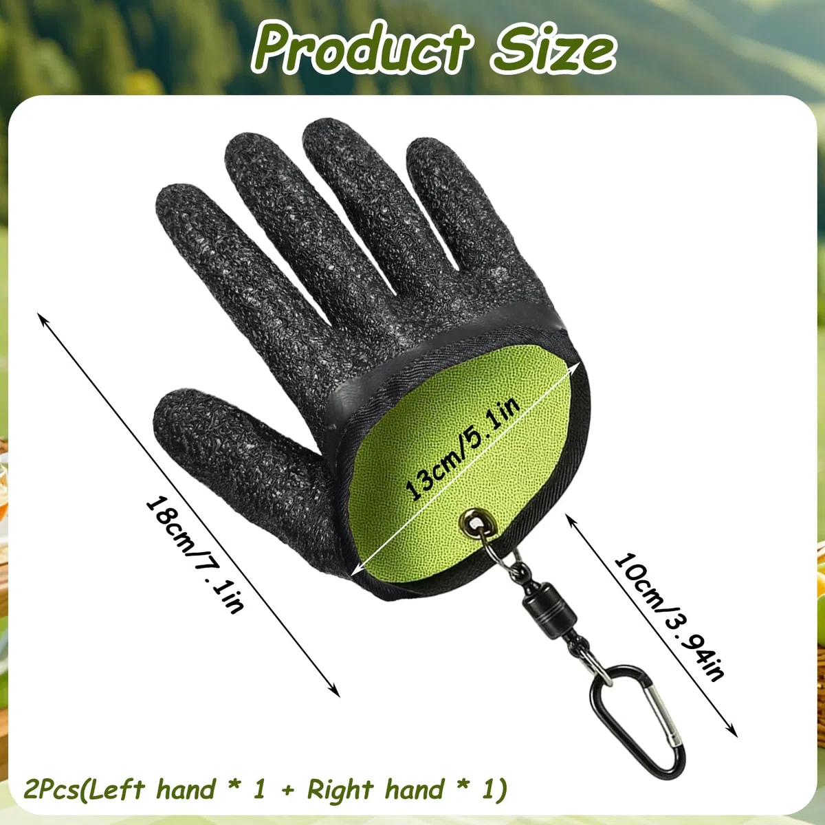 Guantes de Pesca, Cierre Magnético, Impermeables, a Prueba de Mordiscos para Lucio, Siluro y Lucioperca, Antideslizantes y Anticorte, 2 Piezas