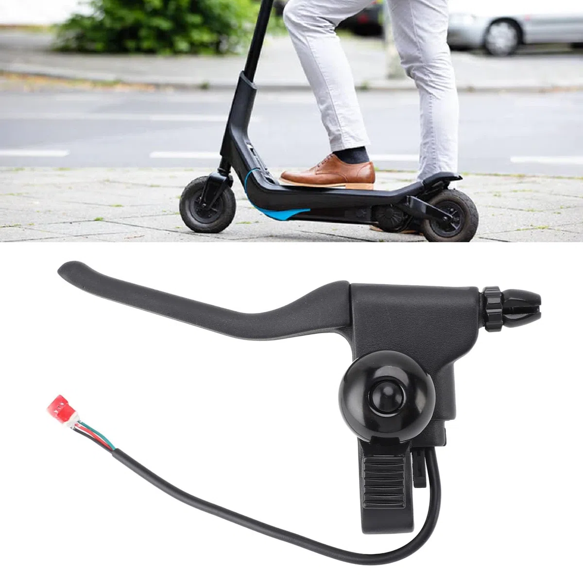 Focket Manija de Palanca de Freno con Campanas de Repuesto para Piezas de Scooter Eléctrico, Palanca de Freno Antideslizante con Campana para Pieza de Repuesto de Bricolaje para Scooter