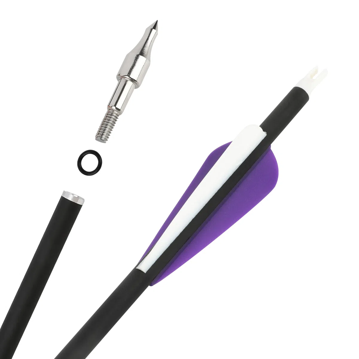 Flecha híbrida de Carbono 31.6 Pulgadas Flechas de Caza Flechas de práctica de Tiro Spine 500 con Tres Pluma de Caucho para Arco recurvo y Arco Compuesto