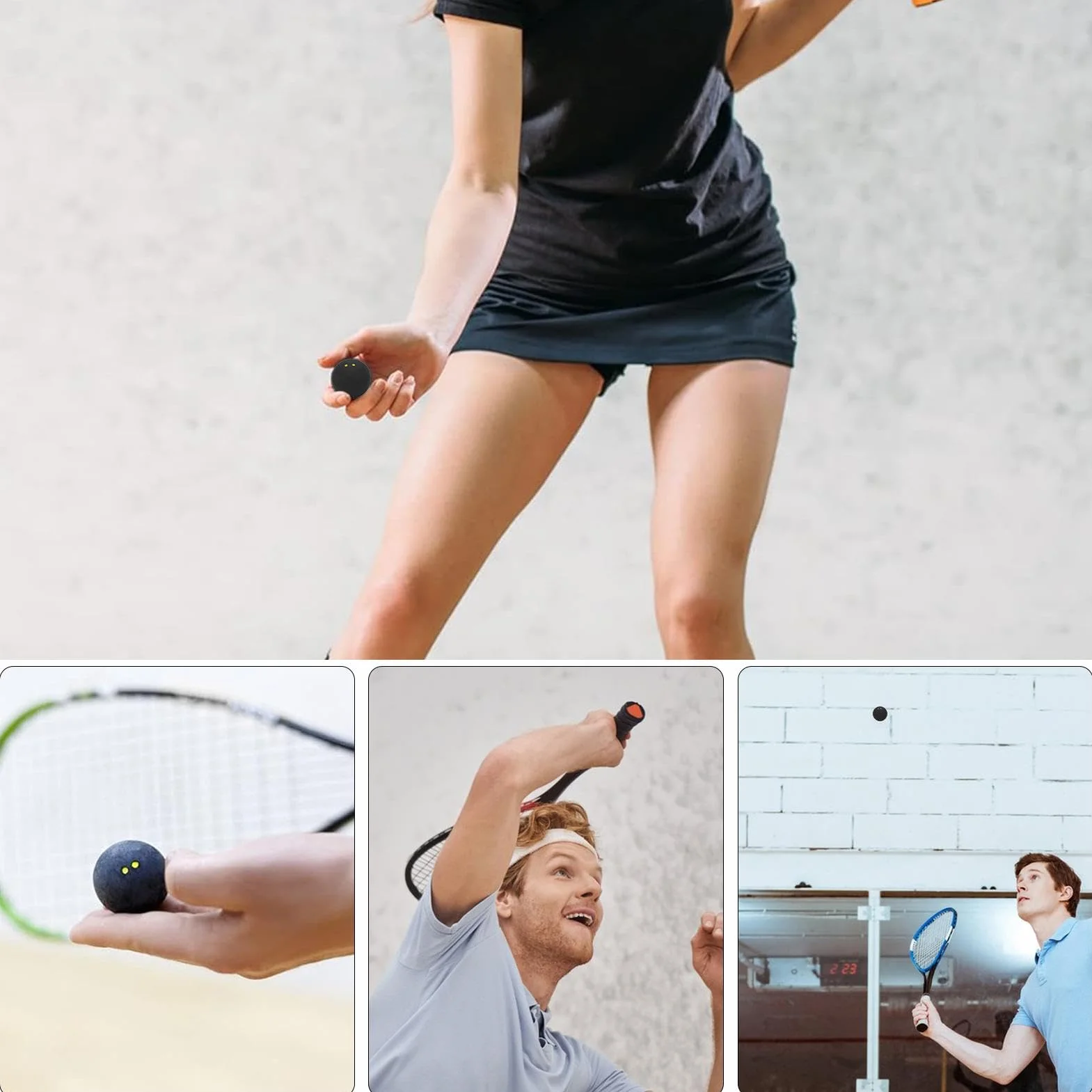 Pelotas de Squash,Bolas De Squash Doble Punto Amarillo,Pro Squash Ball Double Yellow Dot,Pelotas de Squash Unsquashable | Pelota De Squash | Squash Balls | Pelota Deportiva de Goma de 38 mm