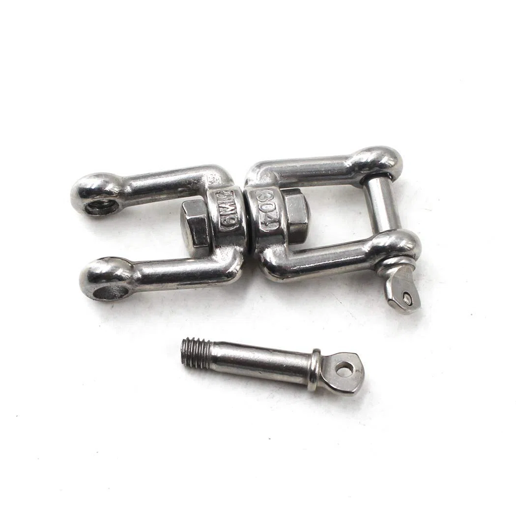 Flomore Conectores de cadena de anclaje de barco de acero inoxidable 304 con doble grillete giratorio M5 (paquete de 6)
