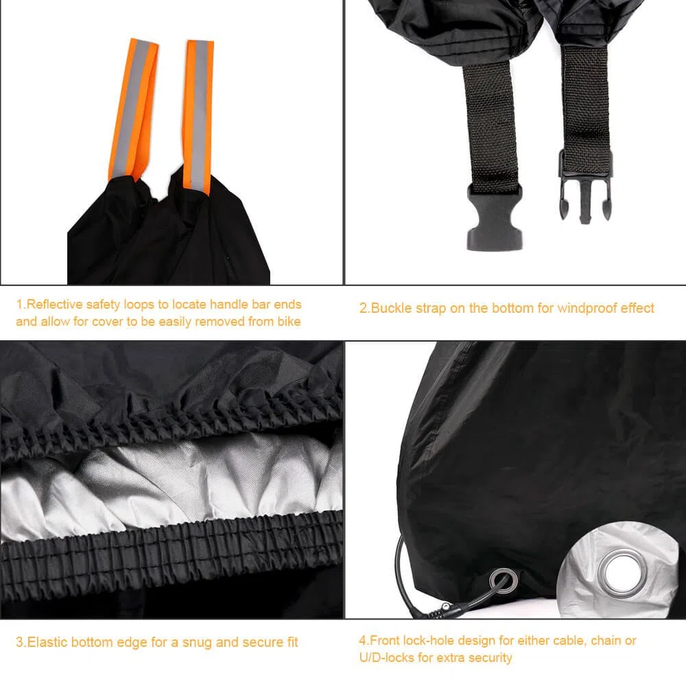 Toptrek Funda impermeable para bicicleta, tejido Oxford, lona impermeable de alta calidad, 200 x 110 x 70 cm, funda protectora para bicicleta con bolsa