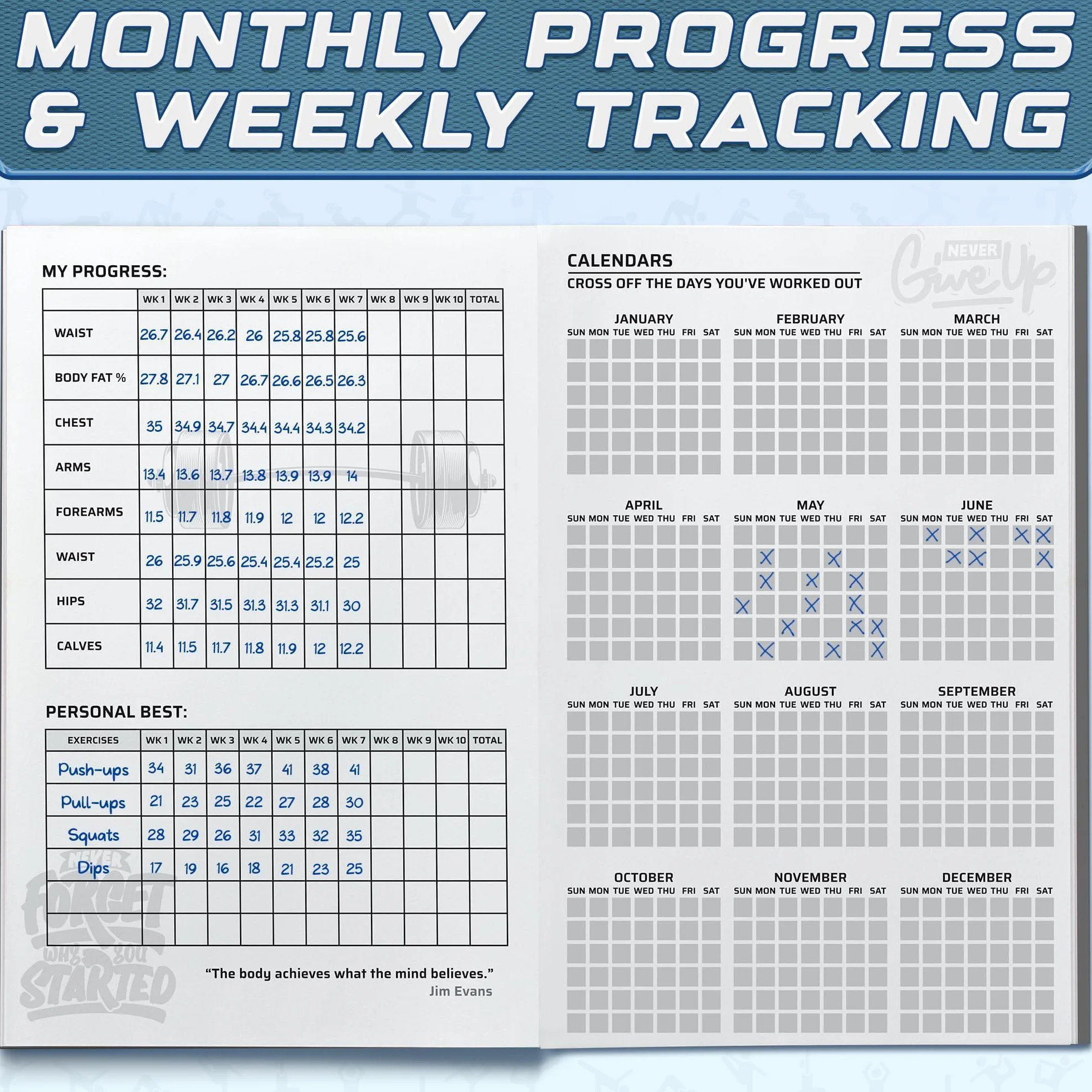 Fitness Logbook - Planificador de entrenamiento - Tamaño A5, Gris antracita - Diario de entrenamiento - Establecimiento de objetivos para culturismo - por Workout Log