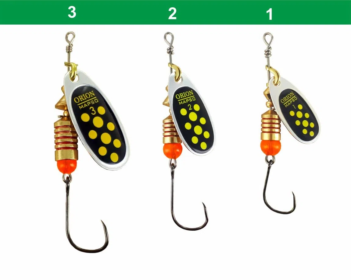 MAPSO - 5 Spinners de Pesca ORIÓN-2 4,50 gms. anzuelo
