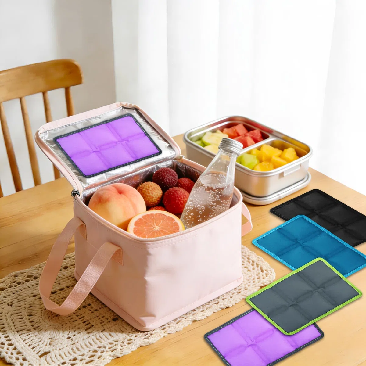 Acumuladores de Frío Flexibles Reutilizables – Set de 4 (10 x 15 cm) Bolsas de Hielo para Nevera Portátil, para Loncheras, Bolsas Térmicas, Picnic, Camping y Senderismo