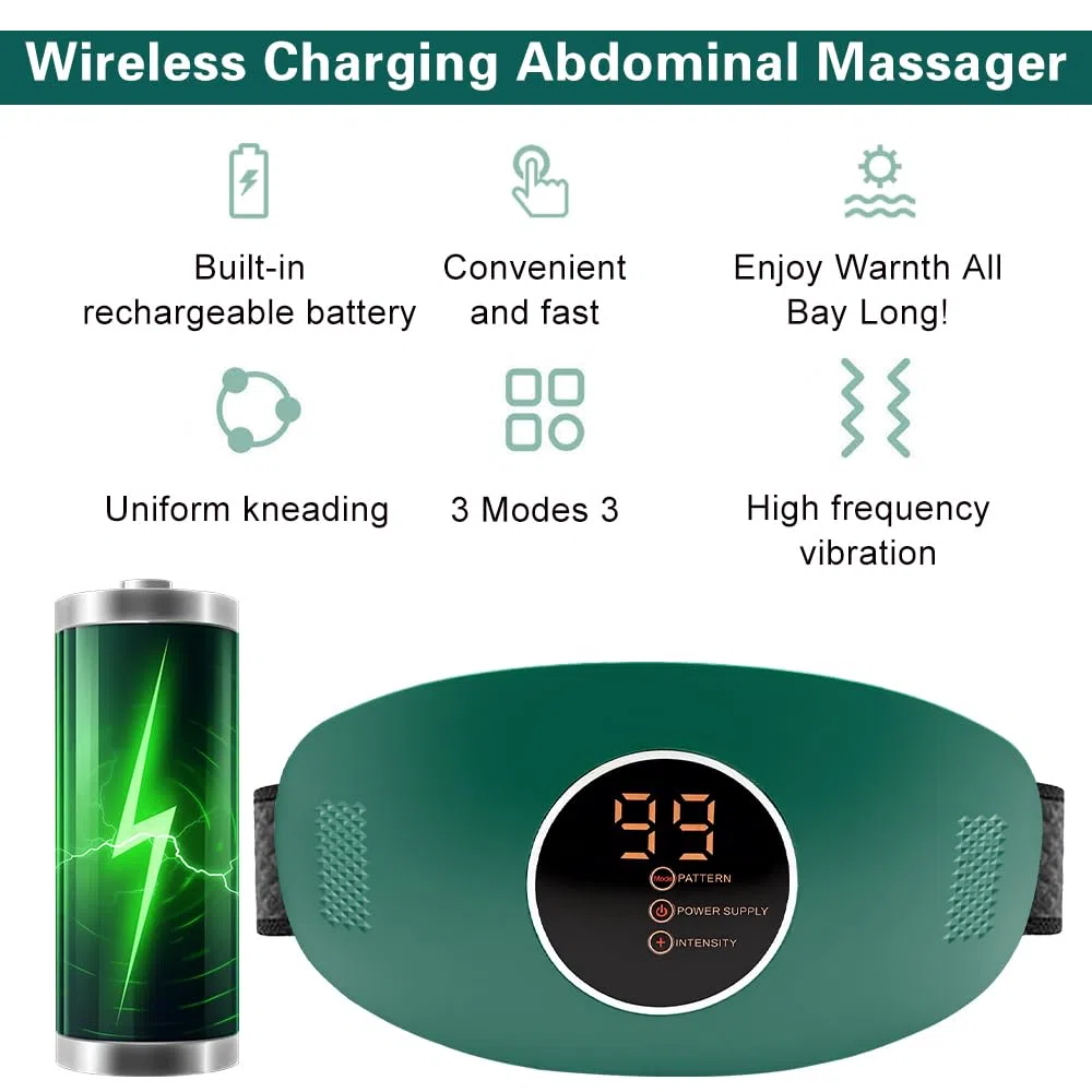 Cinturón Abdominal De Masaje, Máquina de masaje de barriga, Cinturón De Adelgazamiento Eléctrico, Masaje vibratorio en dos etapas, ideal para el hogar, la oficina y los viajes (verde)