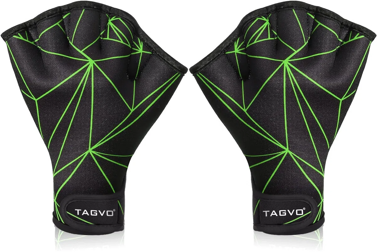 TAGVO Guantes Acuáticos, Guantes de Entrenamiento de Natación con Muñequera, Guantes Palmeados Piscina Guantes de Agua Natación Buceo Surf para Protección, Tamaños para Hombres Mujeres