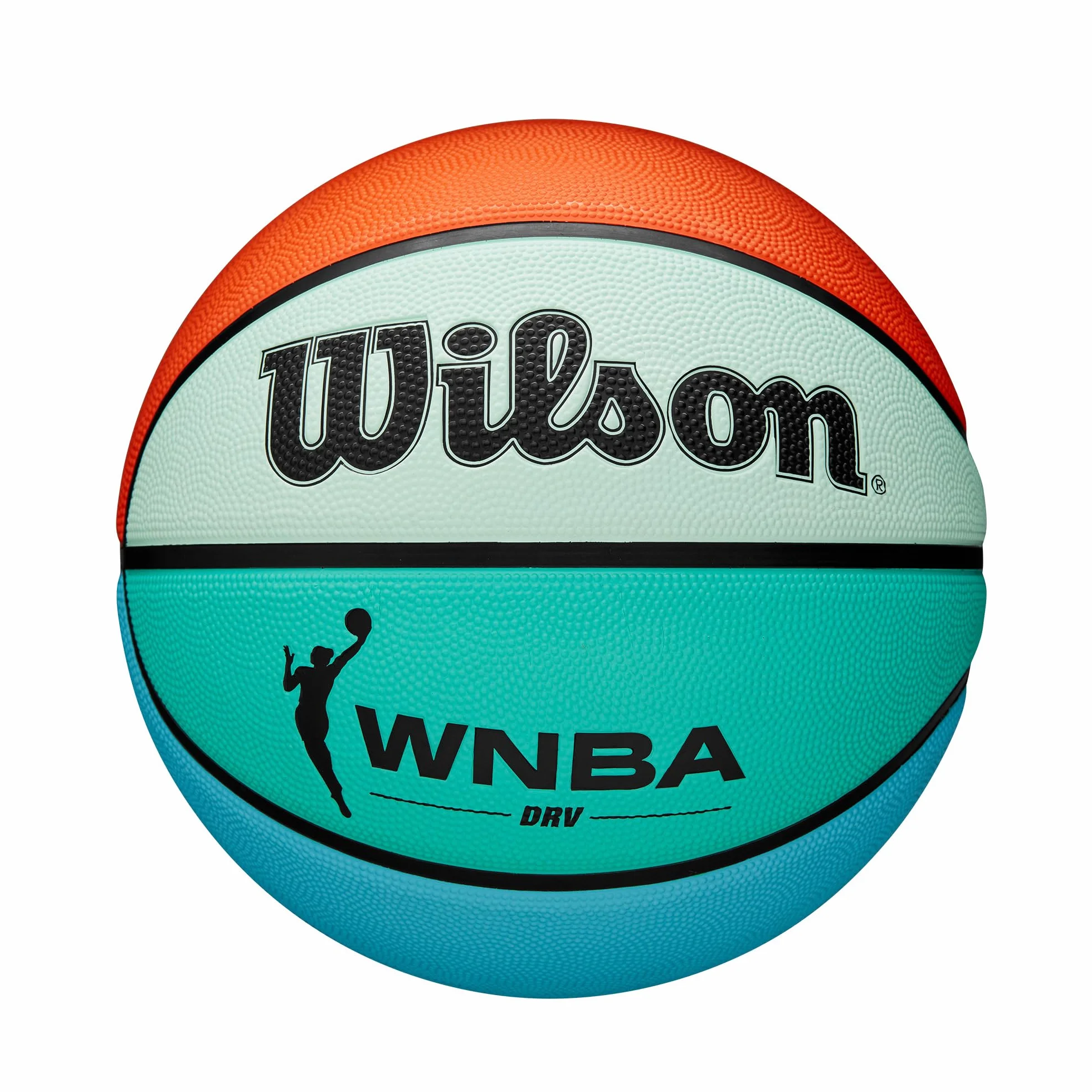 Wilson Balón WNBA DRV Bright, con Canales Profundos y Cubierta de Rendimiento, con Retención de Aire Optimizada, Diseño WNBA, Todas Las Superficies, Color: Naranja/Verde Azulado, Talla: 6