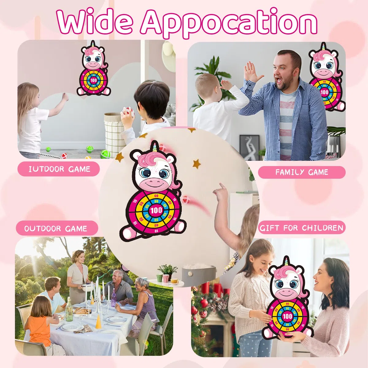 Diana de Unicornio niños, ZoneYan Diana Dardos Niños, Juego de Lanzamiento de Dardos para Uso en Interiores y Exteriores, Regalo de Cumpleaños para Niños y Niñas de 3 a 12 Años
