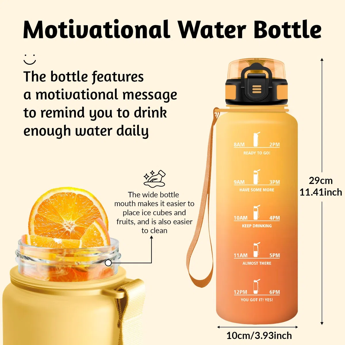 HoneyHolly Botella Agua, 1,5L, Motivacional y A Prueba de Fugas, Cantimplora, Libre de BPA, Botella Agua Gimnasio, Marcador de Tiempo, Water Bottle para Gimnasio, Trabajo, Camping, Senderismo