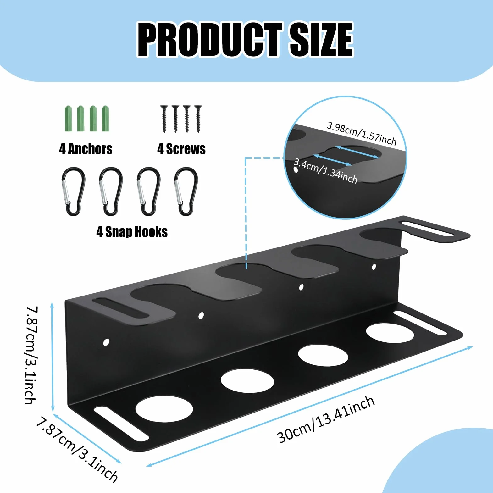 Estante de béisbol de metal resistente para raquetas y pelotas, organizador de equipamiento deportivo (negro)